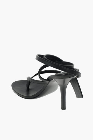 12cm leather lace-up thong sandals
