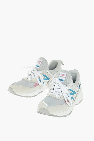suede leather mesh low-top sneakers with maxi patch