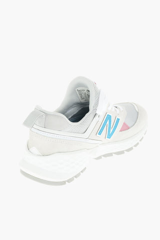 suede leather mesh low-top sneakers with maxi patch