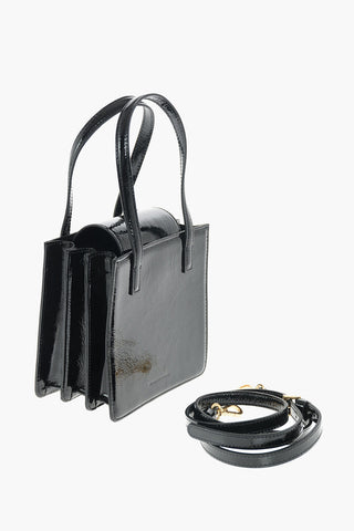 Patent Leather SQUARE Hand Bag with Shoulder Strap