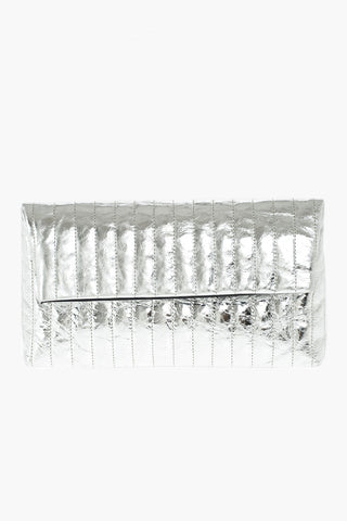 Pouch in Pelle Lamè con Chiusura Magnetica
