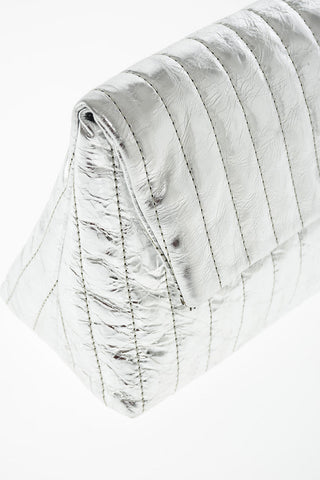 Pouch in Pelle Lamè con Chiusura Magnetica