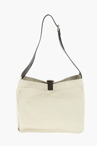Leather Handle Canvas Tote Bag