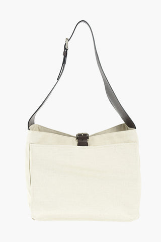 Leather Handle Canvas Tote Bag