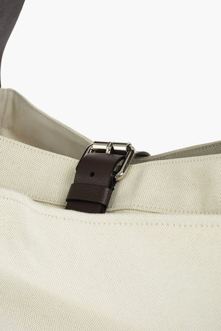 Leather Handle Canvas Tote Bag