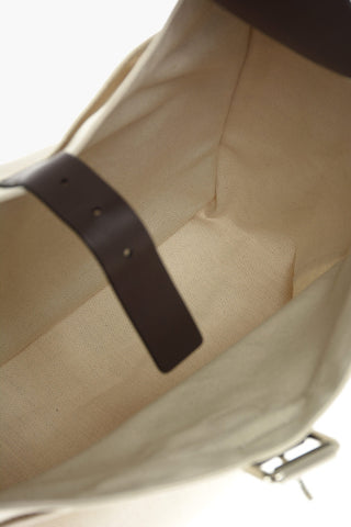 Leather Handle Canvas Tote Bag
