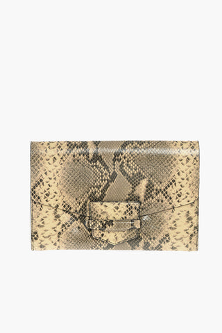 Pouch in Pelle Stampa Pitone con Tasca Interna