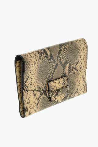 Pouch in Pelle Stampa Pitone con Tasca Interna