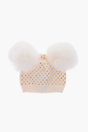 EST.1978 rhinestone embellished ABIRA hat with real fur details