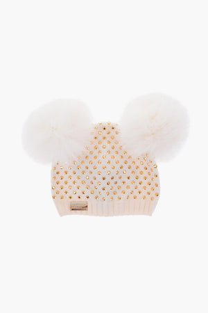 EST.1978 rhinestone embellished ABIRA hat with real fur details