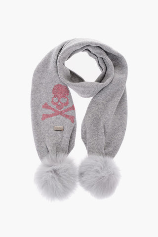 wool blend scarf with pom pom