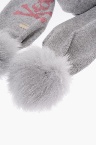 wool blend scarf with pom pom