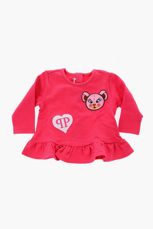 crew-neck AURORA sweatshirt enriched by embroidered patches