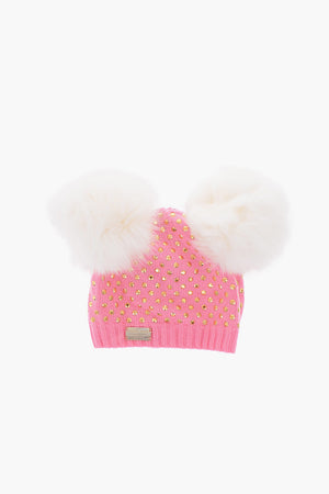 EST.1978 rhinestone embellished ABIRA hat with real fur details