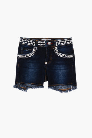 EST.1978 shorts in denim stretch con strass