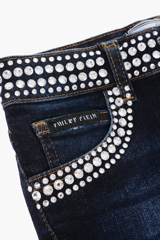 EST.1978 shorts in denim stretch con strass