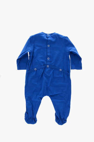 teddy bear printed cotton romper suit