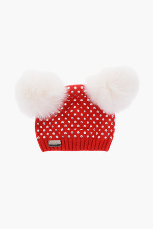 EST.1978 rhinestone embellished ABIRA hat with real fur details