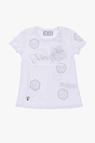 T-shirt Round Neck Signature with rhinestone logo