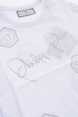 T-shirt Round Neck Signature with rhinestone logo