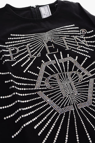 all over rhinestone long sleeve dress