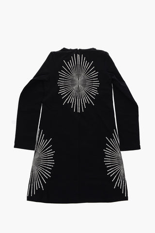 all over rhinestone long sleeve dress