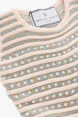 EST.1978 all over jewels lurex sleveless dress