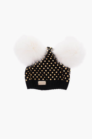 EST.1978 rhinestone embellished ABIRA hat with real fur details