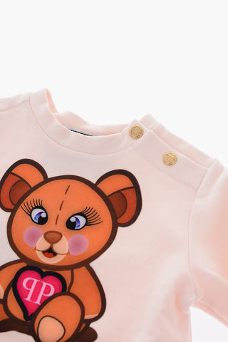 vestito con stampa orsetto e bottoni dorati