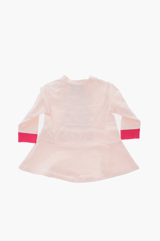 vestito con stampa orsetto e bottoni dorati