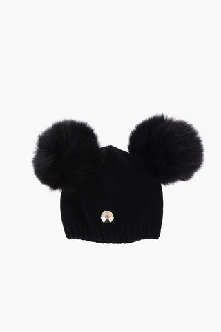 teddy bear embroidered GIRL ONE hat with real fur details