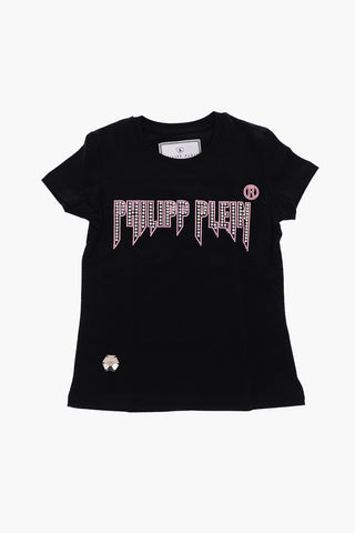 T-shirt girocollo con dettaglio strass