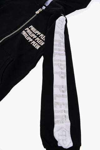 hooded sweatshirt with rhinestone details
