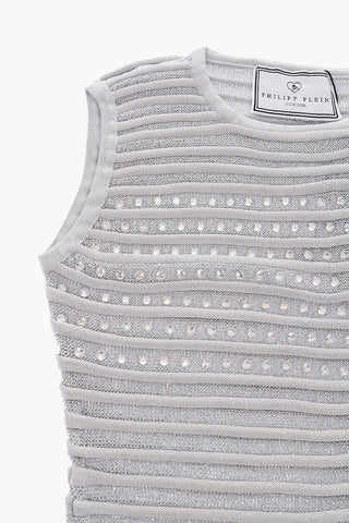 EST.1978 all over jewels lurex sleveless mini dress