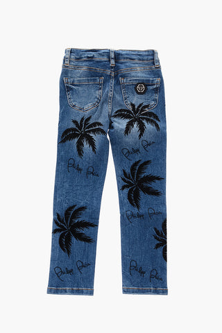 COUTURE slim fit ALOHA jeans with palm print