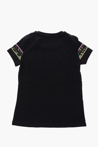 T-shirt girocollo con dettaglio strass