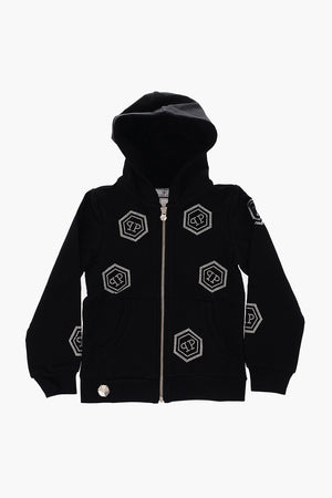 hooded sweatshirt with rhinestone details