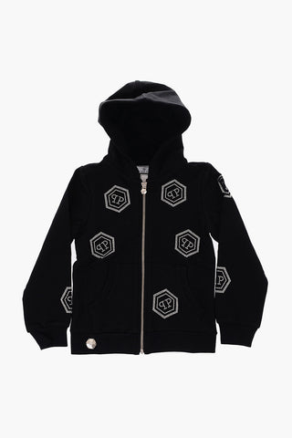 hooded sweatshirt with rhinestone details