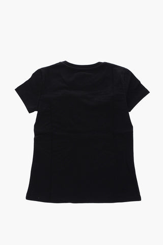 crew-neck t-shirt with rhinestones on the front