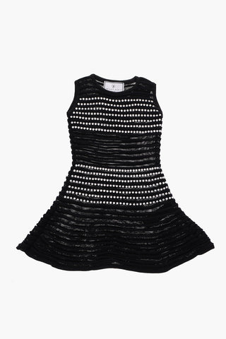 EST.1978 mini dress in lurex con gioielli senza manica