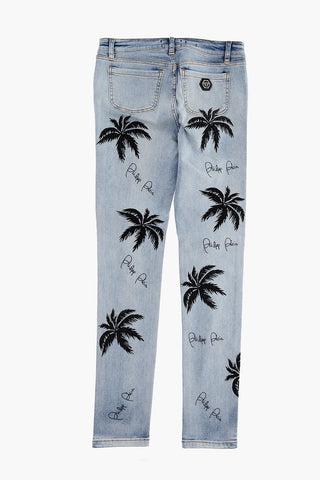 COUTURE slim fit ALOHA jeans with palm print