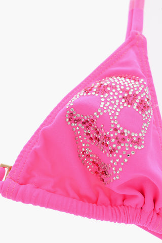 solid color bikini swimsuit with skull