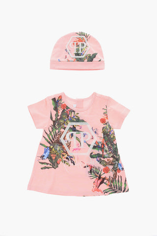 printed dress and hat set