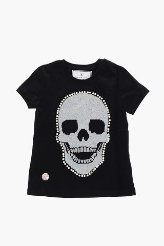 rhinestone skull crew-neck t-shirt