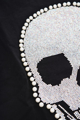 rhinestone skull crew-neck t-shirt
