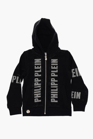 rhinestone embellished sweatshirt with hood