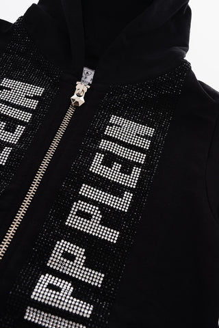 rhinestone embellished sweatshirt with hood