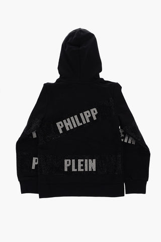 rhinestone embellished sweatshirt with hood