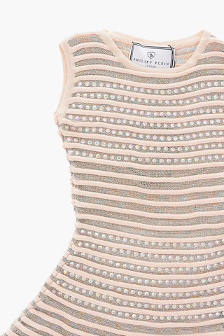 EST.1978 all over jewels lurex sleveless mini dress