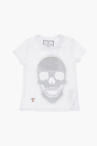 rhinestone embellished skull crew-neck t-shirt